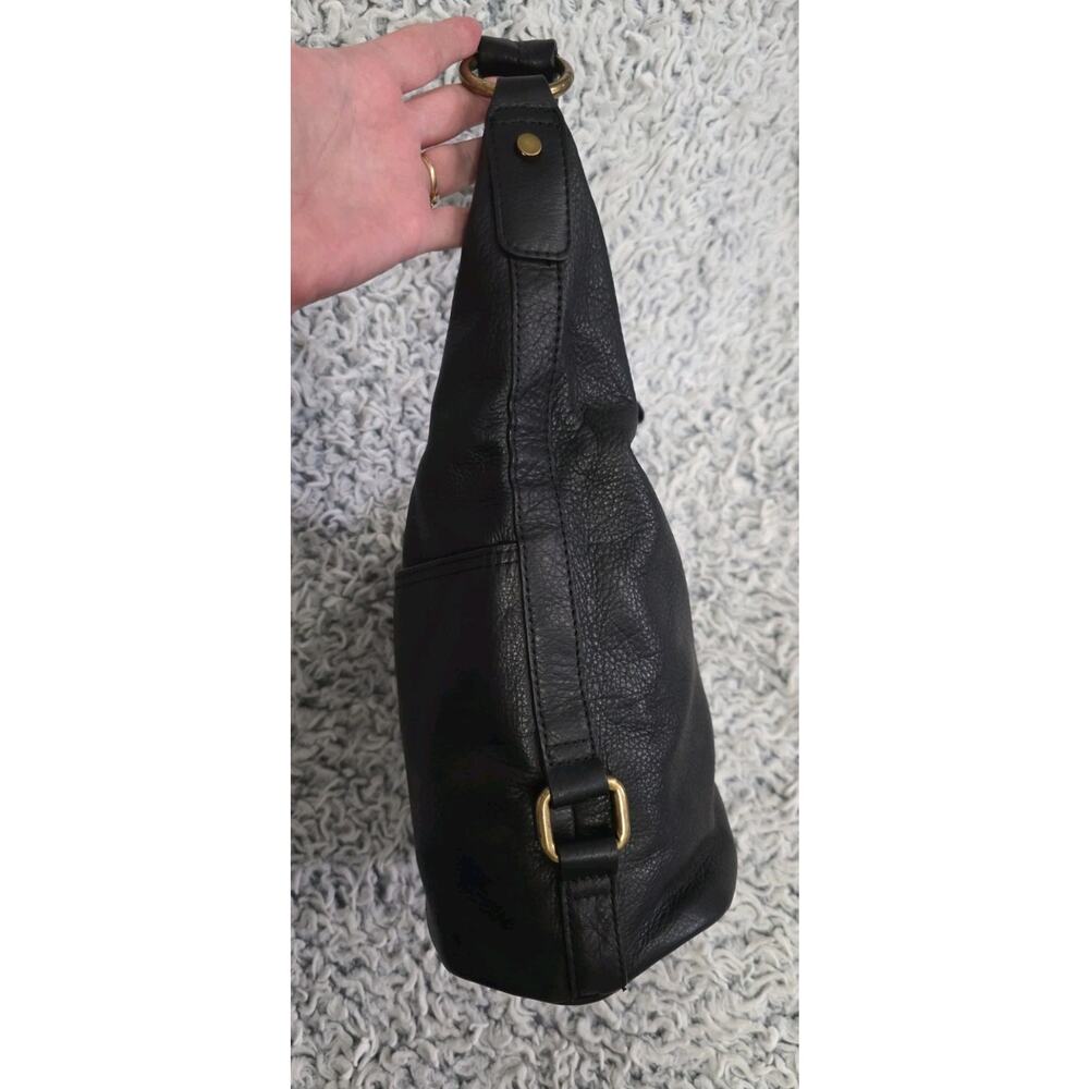 AMERICAN LEATHER CO Women Black Leather Hobo Shoulder Bag Slouchy Boho Casual - Picture 5 of 16
